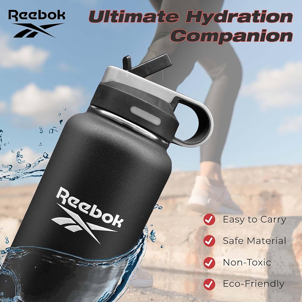 Amazon.com: Reebok Stainless Steel Water Bottle With Straw
